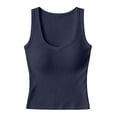 thumbnail image 4 of TEAJOPSUU Womens Summer Knitted Tank Tops Slim Fit Sleeveless Sweetheart Cami Shirts Casual Daily Basic Tank Tops Dark Blue, 4 of 5