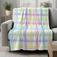 thumbnail image 2 of White Grid Blanket Soft Cozy Warm Throw Blanket for Couch, Plush Fuzzy Flannel Fleece Blankets for Sofa, Colorful Plaid Modern Geometric Pattern Bed Blankets Lightweight Gifts for Women, 40"x50", 2 of 9