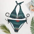thumbnail image 4 of Waves Horror Mountain Original Design Sexy Bikini Chic Swimsuit Summer Vacation Honeymoon Triangle Bathing Suit Tie String Thong, 4 of 4
