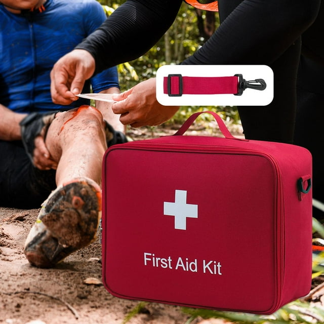 BELOVING First Aid Bag Lightweight Multiple Compartments for Travel Workplace Cycling Red