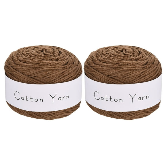 Uxcell 2 Skein Cotton Yarn, 100% Cotton Chunky Yarn for Hand Knitting, Blanket Yarn for Crocheting Each of 201g/7.09oz(Per Skein 150m/164 Yard)/Brown