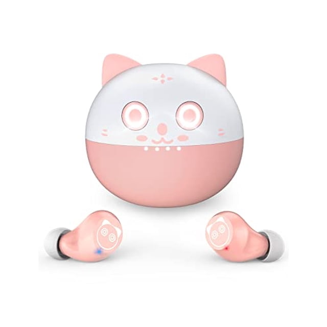 Auriculares Inalámbricos AMAFACE para Niños TWS Bluetooth 5.0 Touch Control Con Funda de Carga Inalámbrica Rosa Kitty IPX5 Impermeables Hifi Stereo Audífonos In-Ear Con Micrófono