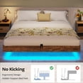 thumbnail image 3 of Kicode Floating Queen Modern Steel Standard Bed with LED Light, Brown, 3 of 7