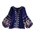 thumbnail image 1 of Blusa bordada para mujer, camisa étnica informal para ir de compras, vacaciones,, 1 of 8