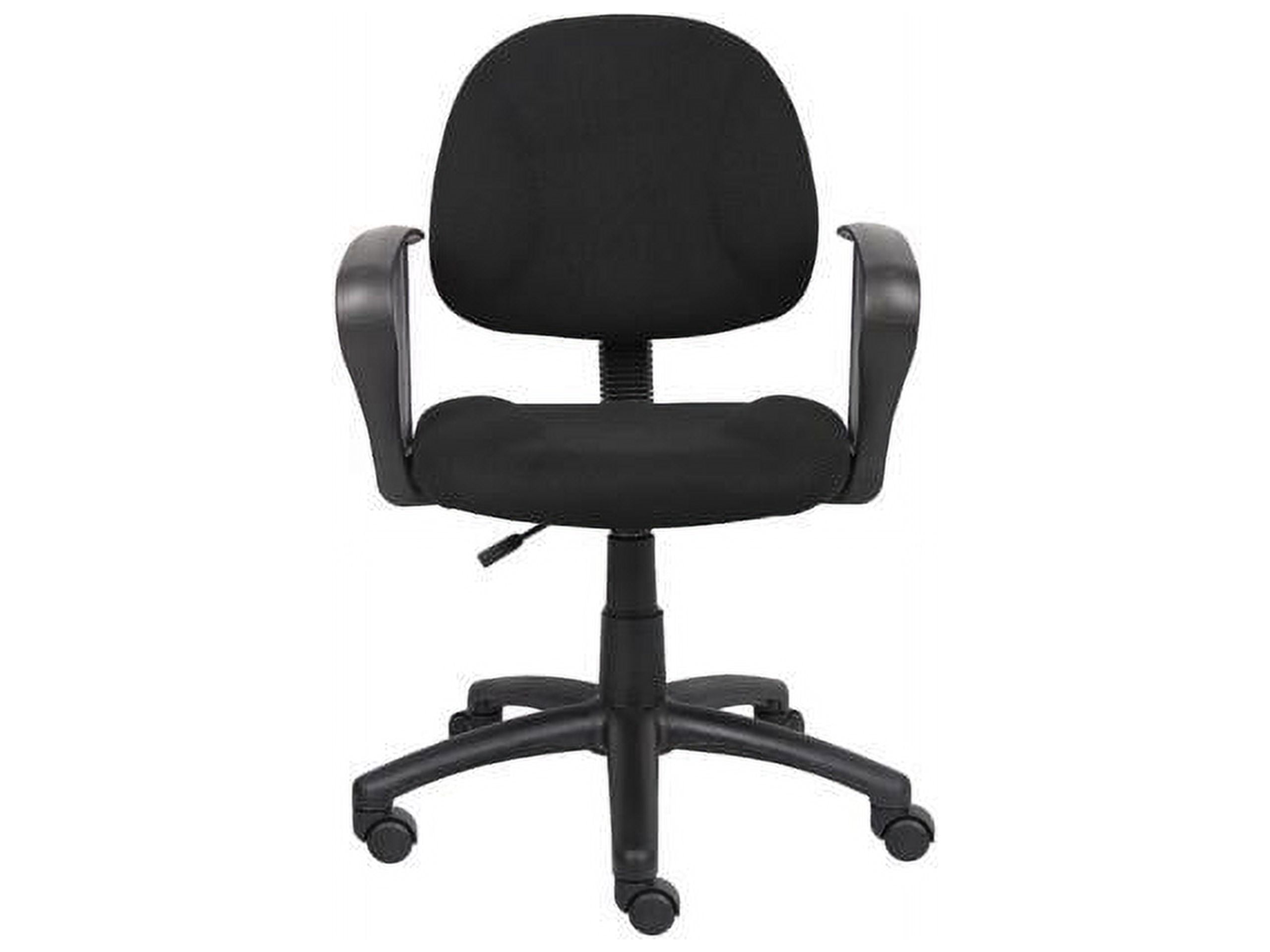 Boss Office Products Mid Back Ergonomic Fabric Office Swivel Chair With Arms in Black