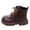 Brown, variant on Wide Toe Box Mid Calf Combat Boots for Toddler Girls Lace Up Kids Lightweight Leather Platform Ankle Booties Brown Size 13 Little Child