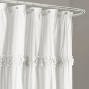 Lush Decor Darla Solid Polyester Shower Curtain, 72x72, White, Single