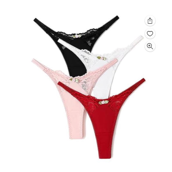4Pack Women G-String Thongs Panties T Back Breathable Sexy Underwear
