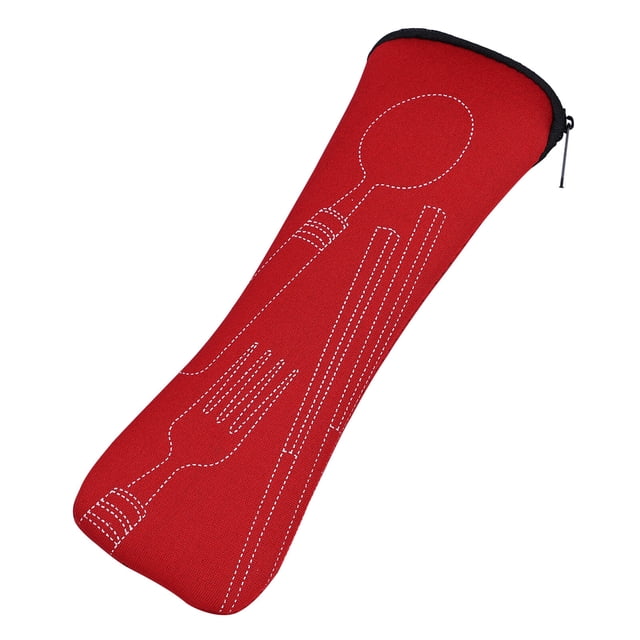 Toystoory Soporte para vajilla Vajilla ligera Bolsa de tela Estuche para el almuerzo Cuchara Bolsas de acero Color sólido Estuches para parques Organizadores de utensilios de cocina Rojo