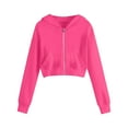 thumbnail image 2 of Fjofpr Zip Sweatshirts for Women with Hood Women's Solid Color Zipper Pockets Sweatshirt Long Sleeve Hooded Casual Outwear Jacket Hot Pink L, 2 of 5