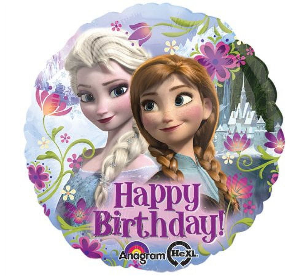 Frozen Happy Birthday Balloon with Anna Elsa Princess 17" Mylar Foil Balloon