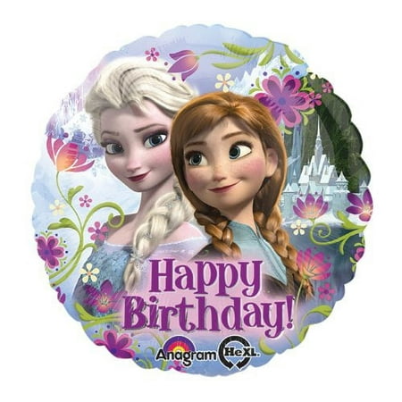 Frozen Happy Birthday Balloon with Anna Elsa Princess 17" Mylar Foil Balloon