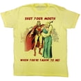thumbnail image 1 of Flash Gordon Shut It Yellow Heather T-Shirt, 1 of 1