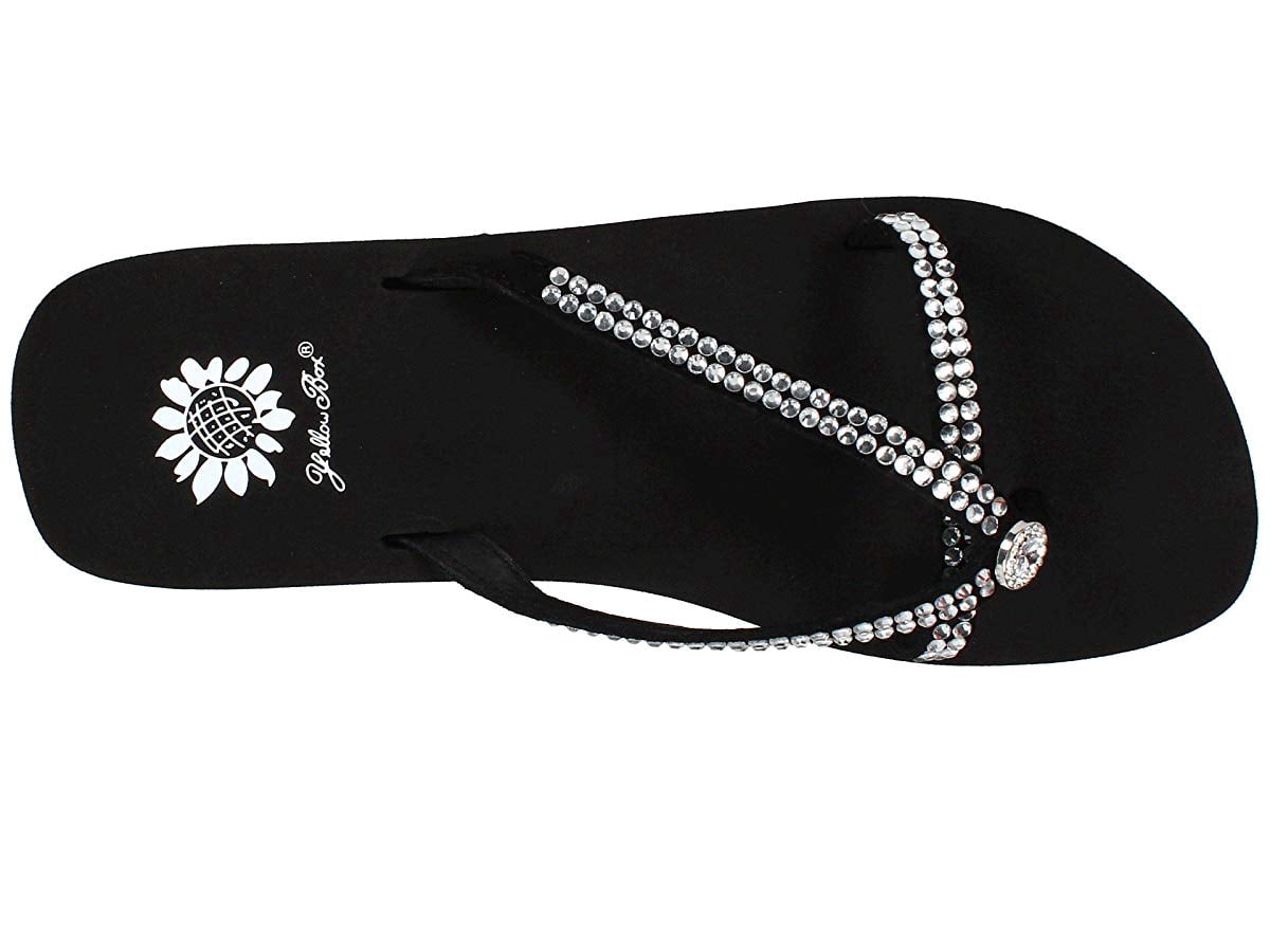 yellow box stormy flip flops