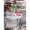 thumbnail image 4 of Outdoor Tablecloth with Umbrella Hole and Zipper, Teal Christmas Gnomes Round Table Cloth 60 Inch Waterproof Tablecloth, Xmas Snowflake Gifts Picnic Table Cover for Patio Camping, 4 of 7