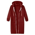 thumbnail image 5 of Long Hoodies for Women 2025 Fall Winter Long Sleeve Zip Up Plain Hooded Sweatshirt Jacket with Pockets, 5 of 6