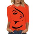 thumbnail image 5 of AOOCHASLIY Women's Blouse Fashion Women Mid-length 3/4 Sleeves Printed T-shirt Round Neck Casual Tops, 5 of 5