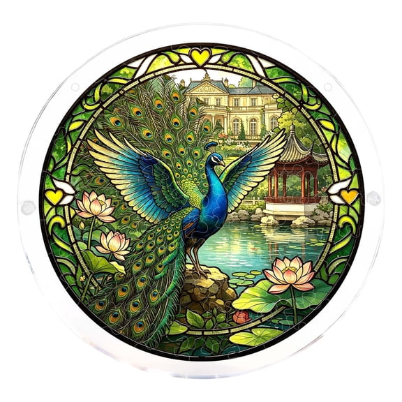 Acrylic Puzzles Suncatcher Window Hanging, 83 Pieces 7.4 Inch Sun Catcher Stained Glass Acrylic Puzzle Decoration for Women Men Mom Birthday Home Decor (Blossom Songbirds Animals)