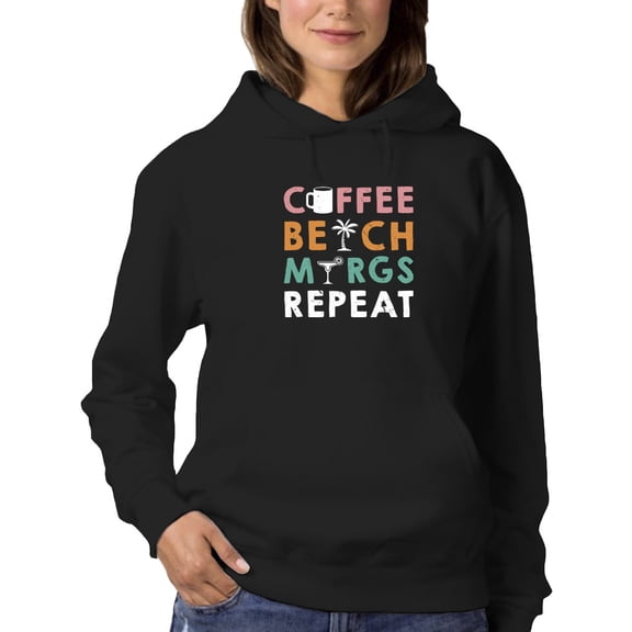 Coffee Beach Margs And Repeat Hoodie Women -GoatDeals Designs, Female Medium