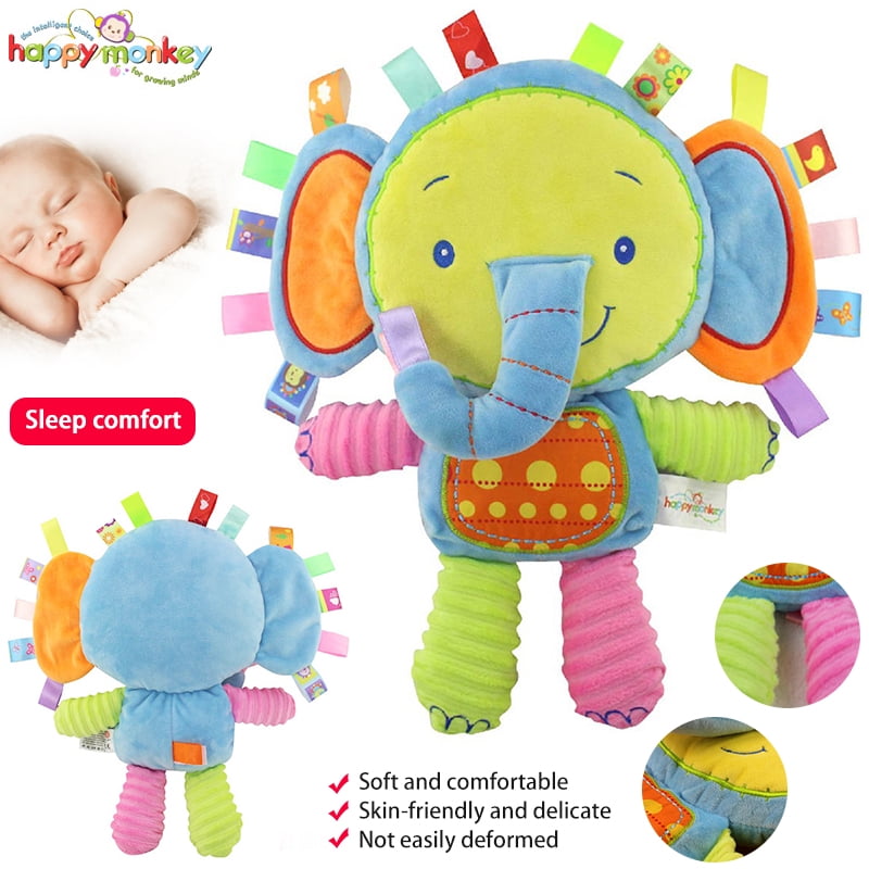 Fisher Price Baby 2 Tone Soft Elephant Comforter With Rattle Comfort Security Blanket 