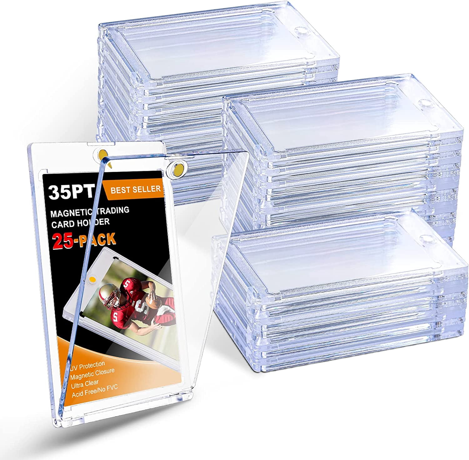 OrangeKat 35PT Magnetic Card Holders - 50 Pack, Ultra Clear, UV Protected & Water Resistant For Sports Cards 3 thumbnail image