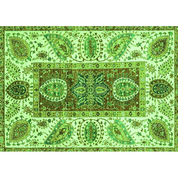 Ahgly Company Indoor Rectangle Abstract Green Modern Area Rugs, 2' x 4'