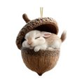 thumbnail image 1 of Adornos de bellotas del bosque acogedor. Decoración colgante de animales en acrílico 2D para árbol de Navidad. Decoración para fiestas con temática del bosque y para el hogar., 1 of 7