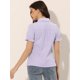 thumbnail image 4 of Blusa de algodón Allegra K volantes cuello vuelto mujer Morado Claro XL, 4 of 6
