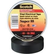 Angle View: T964088 Black 8.5 Mil 3/4 Inch x 66 Ft 3M 88 Electrical Tape Made In USA CASE OF 100