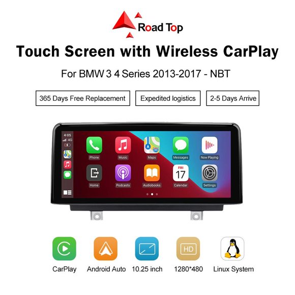 Road Top Car Stereo Screen for 2013-2016 BMW 3/4 Series F30 F31 F32 F33 F34 F35 F36 NBT 10.25 Inch IPS Touch Screen Car Radio GPS Navigation for Car Built-in DSP Wireless CarPlay Android Auto