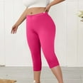 thumbnail image 4 of QATAINLAV Capri Leggings for Women Plus Size High Waisted Soft Cropped Yoga Pants Workout Running Butt Lift Soft Leggings Pull-On Stretchy Biker Shorts Hot Pink XL Lightening Sale, 4 of 8