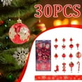 thumbnail image 3 of 30Pcs Christmas Painted Ornament Set – Assorted Shapes Including Candy Cane Ball Tree Decorations with Ribbon for Holiday Wreath Garland Mantel Xmas Party Accent, 3 of 4