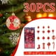 thumbnail image 3 of Decoraciones navideñas, adornos navideños, regalos navideños Juego de 30 adornos navideños con forma de bastón de caramelo y cinta. Combinación de bolas y cintas., 3 of 4