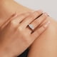 thumbnail image 5 of MSBLUE 3 Carat Three Stone Moissanite Engagement Ring, D Color VVS1 Round Cut Center Triangular Side Stones, S925 Sterling Silver, Rhodium Plated Finish, 5 of 7