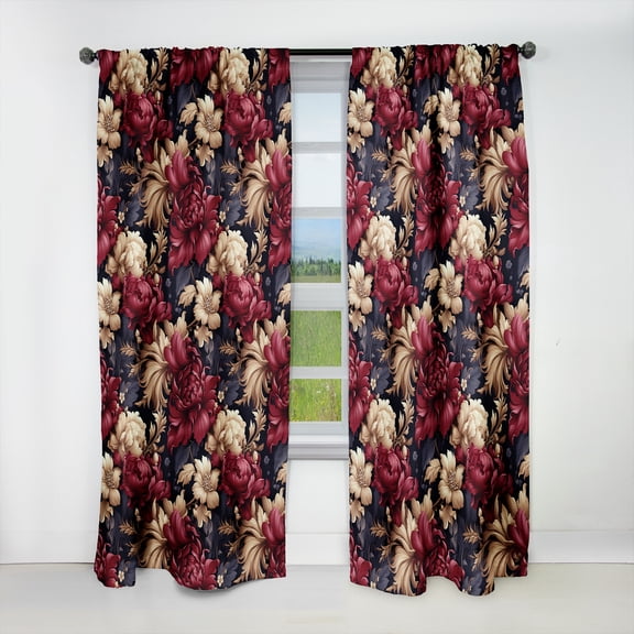 Designart "Grand Regency Damask I" Floral Blackout Curtain Single Panel