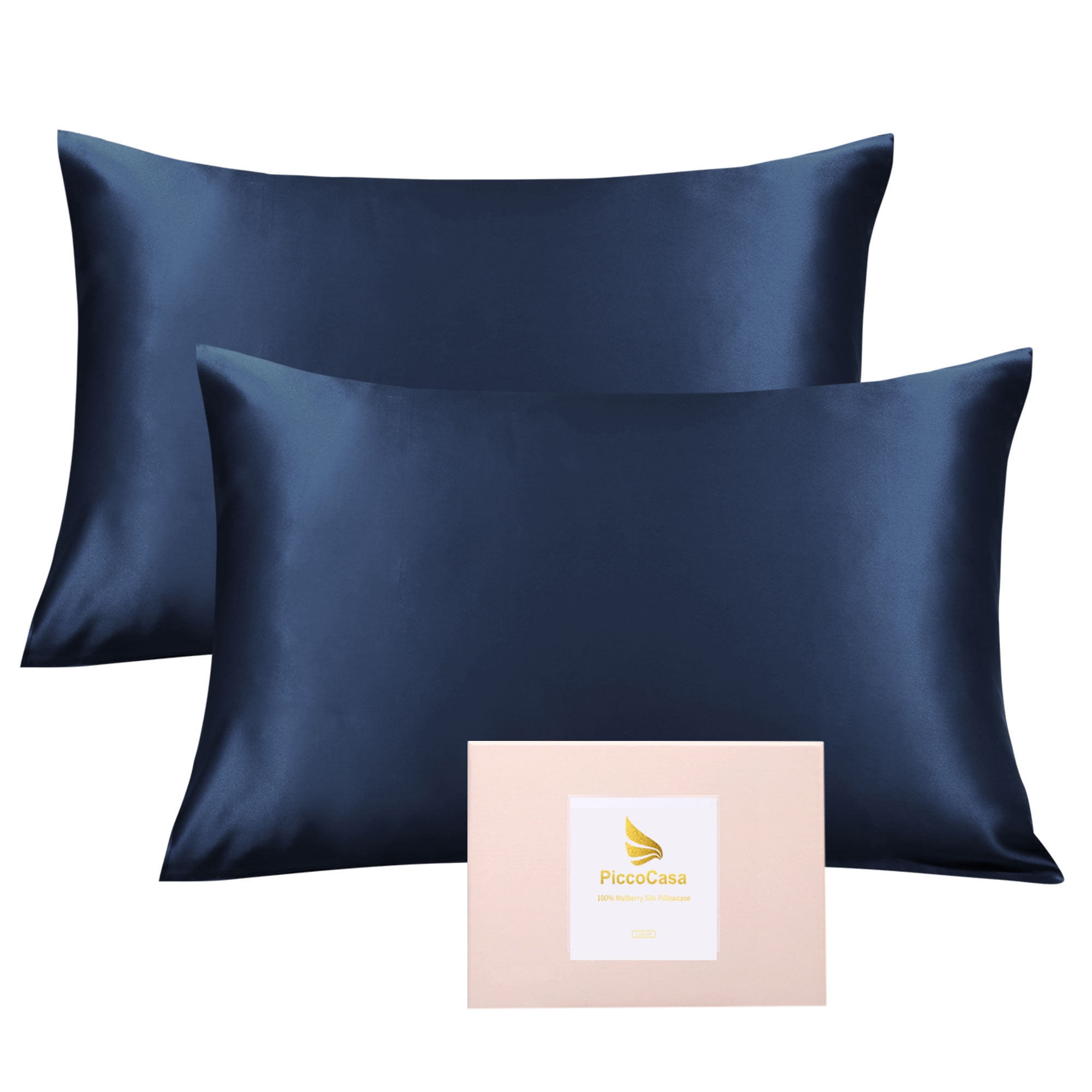 2 King Silk-y Satin Luxury Pillowcases Blue