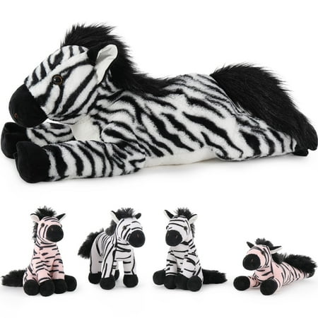 MaoGoLan 25 Giant Zebra Stuffed Animal with 4 Babies Plush Toy
