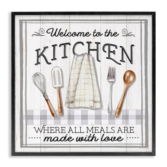Stupell Industries Rustic Lodge Meals Made With Love Black Framed Giclee Art, 17 x 17, by Elizabeth Tyndall