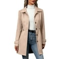 thumbnail image 3 of Women's Single Breasted Wool Blend Trench Coat, Mid-Length Notch Lapel Overcoat, Slim Fit Dress Coat, Classic Fall Winter Jacket, Business Casual Outerwear, Elegant Long Coat Beige, 3 of 10