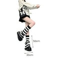 thumbnail image 6 of Opvise 1 Pair Japanese Style Flared Shape Long Student Leg Covers Elastic Cuffs Solid Color Striped Loose Knitted Leg Warmers Fashion Accessories Black Gray, 6 of 8