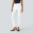thumbnail image 2 of Pantalones ajustados de color liso para mujer: pantalones elásticos de poliéster y spandex, diseño informal y versátil, 2 of 8