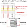 thumbnail image 2 of Beduan Buje hexagonal reductor de acero inoxidable de 3/4" macho NPT a 3/8" hembra NPT adaptador de tubo fundido reductor (paquete de 3), 2 of 2