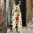 thumbnail image 2 of QATAINLAV Rompers for Women 2024 Summer Linen Sleeveless Jumpsuits Casual Adjustable Strap Wide Leg One Piece Pants Cute Mushroom Print Overalls with Pockets Back to College Sale Khaki S, 2 of 5