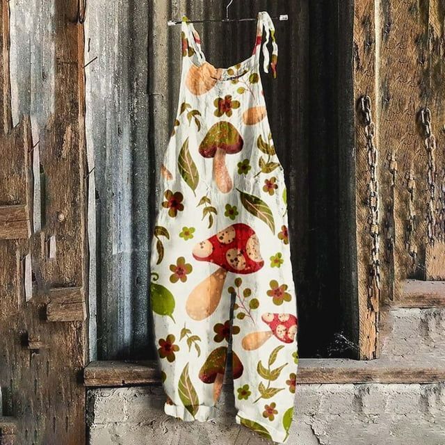 LOVZFMLL Combinaison pour Femmes Imprimée Été Sans Manches Dos Nu Ample Longue Combinaisons Combinaisons