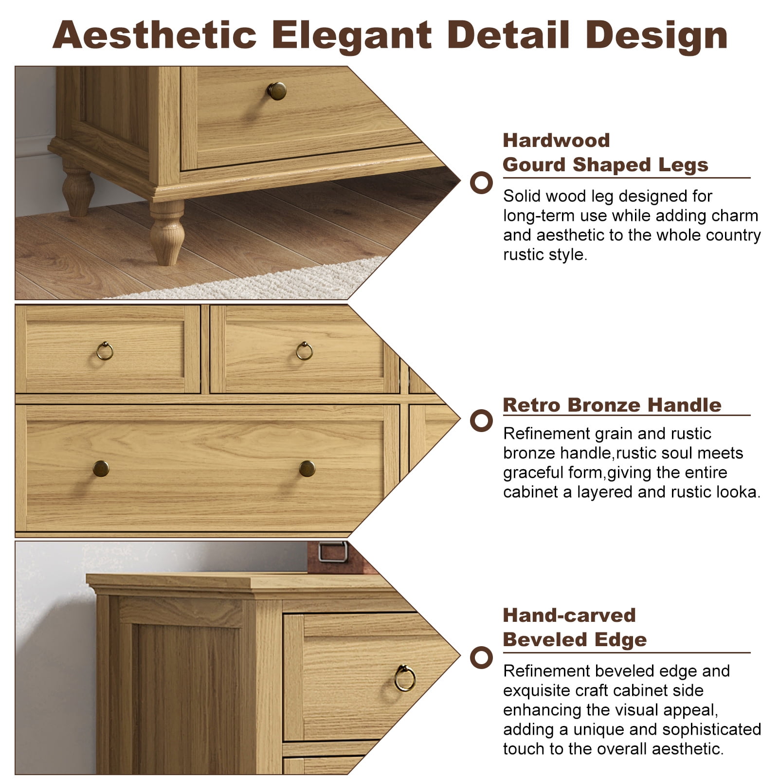 ChVans 65 inch Large Long Drawer Dresser， 8 Drawer Dresser for Bedroom, Modern Farmhouse Wood Wide Chest of Drawers, Storage Dressers for Bedroom, Living Room & Hallway