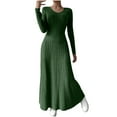 thumbnail image 3 of Perfectbot Women's Ribbed Sweater Maxi Dress, Long Sleeve Slim Waist Crewneck Boho Knit Dress, Spring Fashion, 3 of 8