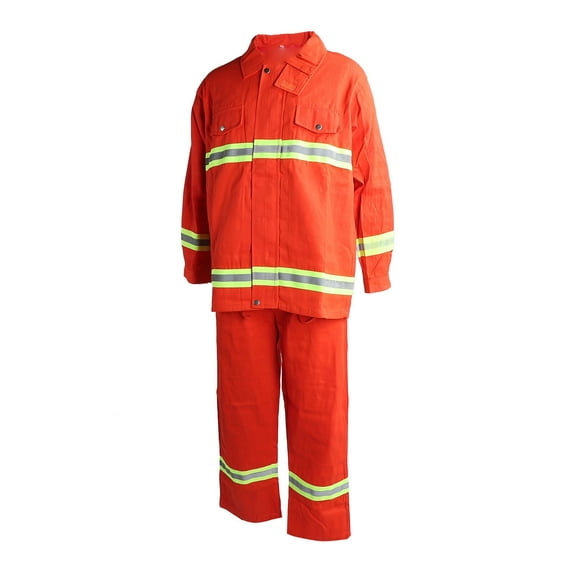 Flame Resistant FR Coverall, High Visibility Cotton FR Fire Resistant Reflective Coveralls with Zipper, Anti Thermal Lightweight Reflective Striped Coverall Uniform Type 97