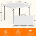 thumbnail image 3 of 36" Square Folding Table with Handle, 400lbs Weight Capacity Foldable Table with HDPE Tabletop & Heavy-Duty Steel Legs, Large Portable Picnic Table for Indoor Outdoor, White, 3 of 8