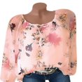 thumbnail image 1 of Hauts Blouse à Lacets à Fleurs pour Femmes Grande Taille Tunique Décontractée T-Shirts Amples, 1 of 9