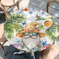 thumbnail image 2 of Coastal Gnomes Round Tablecloth, Fitted Table Cover with Elastic for 36"-44" Round Tables, Ocean Starfish Shell Palm Tree Butterfly Table Cloth Outdoor Indoor Dinning Party Waterproof Tablecloths, 2 of 7